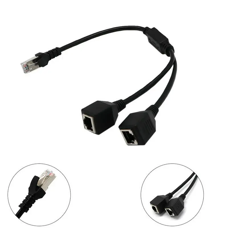 RJ45 Network Splitter Cables Adapter LAN Port Ethernet Crossover Cables Parts 1