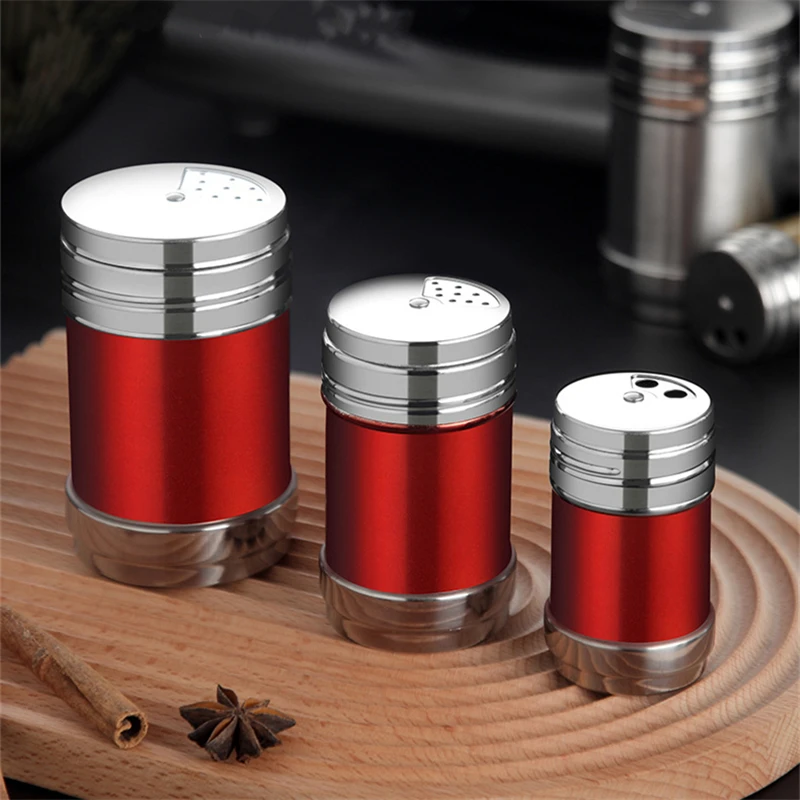 Stainless Steel Spice Jar Rotating Cover Barbecue Salt Sugar Bottle Shaker Pepper Seasoning Can Home Kitchen Cooking Gadgets seasoning jar,salt shaker,spices bottle,salt pepper shakers