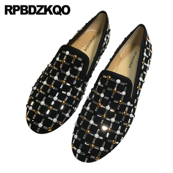 

slip on brand prom club men loafers Italy party real leather 2019 fashion shoes italian rhinestone suede high quality designer