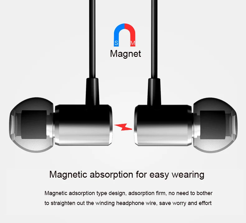 Металлическая магнитная Проводная гарнитура, спортивные наушники с линейным управлением, Универсальные наушники с супер басами для samsung S8 Xiaomi 9