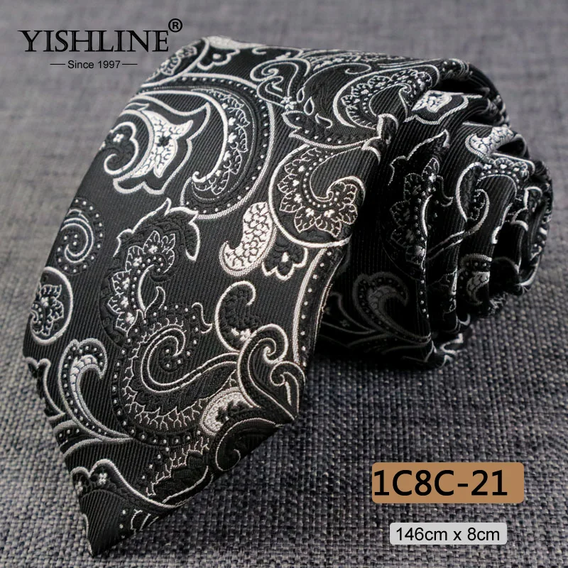 YISHLINE, новинка, 8 см, мужские галстуки, модные, с узором пейсли ...