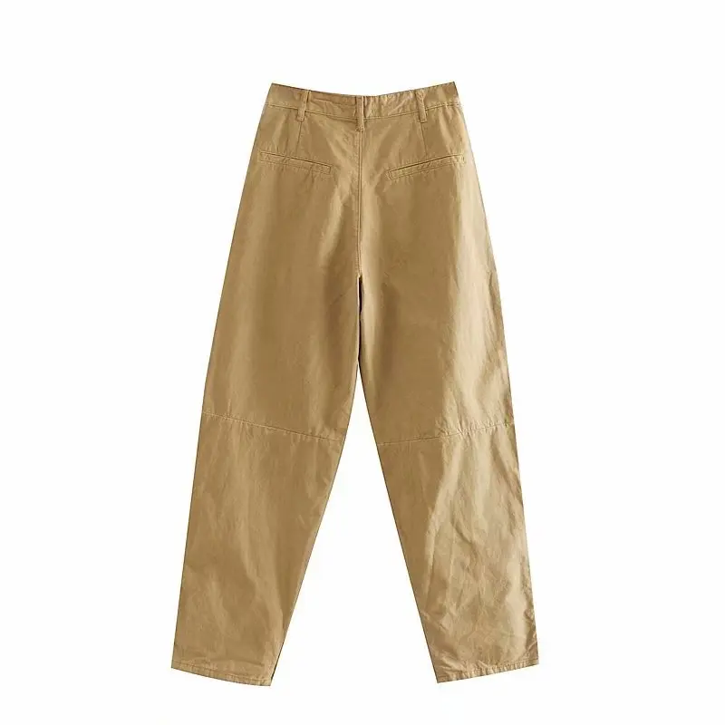 Fashion Loose High Waist Khaki Pants Women Streetwear Boyfriend Pleated Trousers Solid Pockets Harem Pants Pantalon Femme