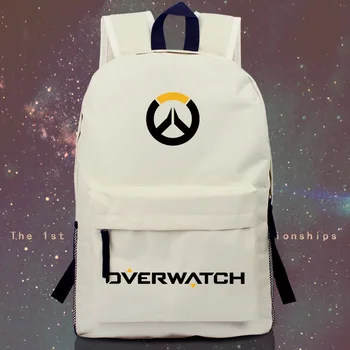 

Backpack For Overwatch Unisex Backpack Nylon Casual Zipper Laptop Backpack Birthday Gift Gaming Black White School Bag