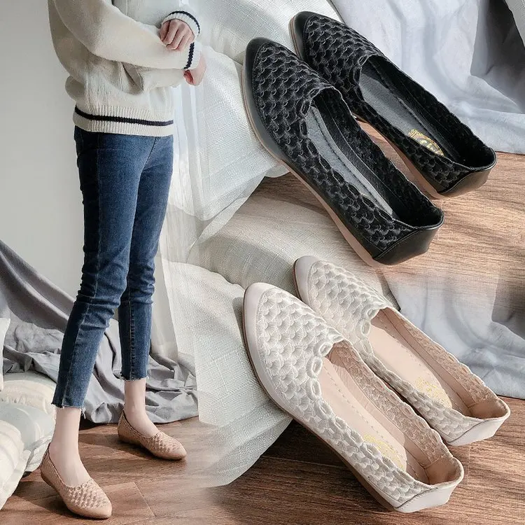 

Summer New Style Hollow out Sandals Women's Korean-style Versatile Pointed-Toe Low Heel Low-Cut Breathable Porous Shoes Mom Shoe