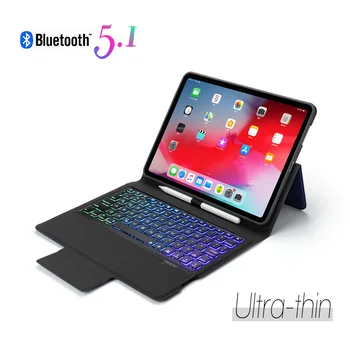 

Bluetooth 5 Wireless Keyboard Protective Case Cover for iPad 2019 7th 10.2 with Pen Slot Holder Backlit A2197 A2200 A2198 A2232