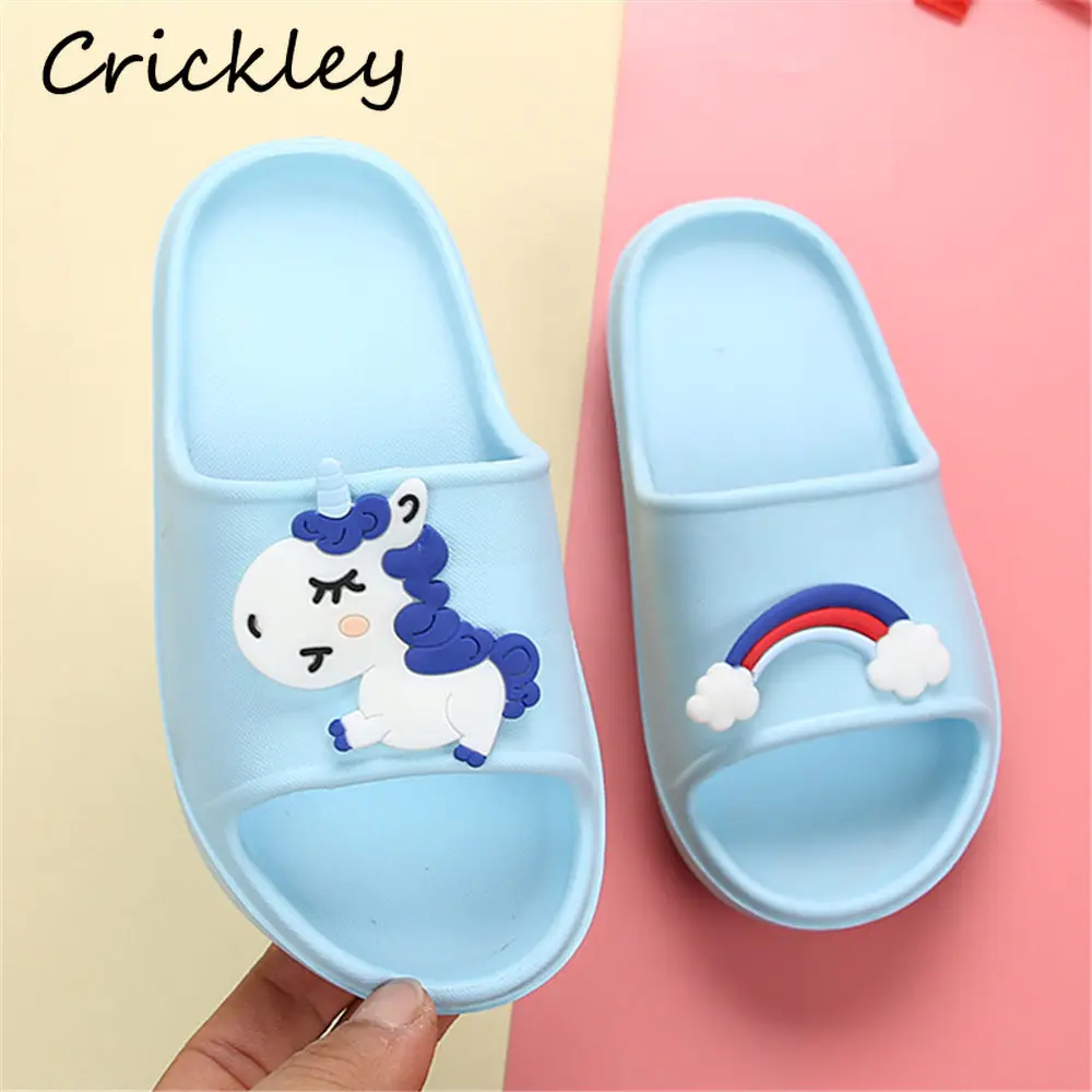 New Summer Cartoon Unicorn Rainbow Pattern Children Slippers Indoor Non Slip Beach Shoes for Kids Boys Girls Home Slippers