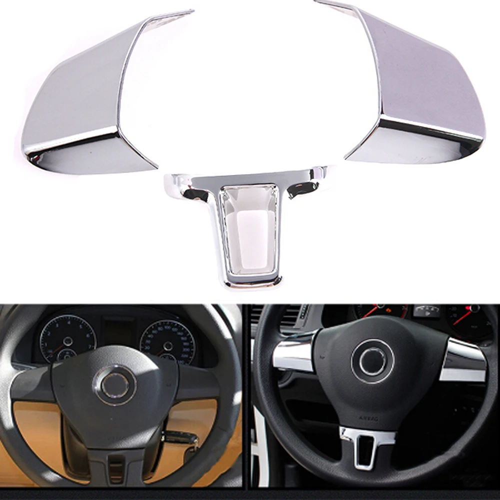 3 Pcs Chrome Steering wheel decoration sequins Cover Sticker for Volkswagen VW Golf 6 MK6 Polo Jetta MK5 2009 2010 2011 | Автомобили и