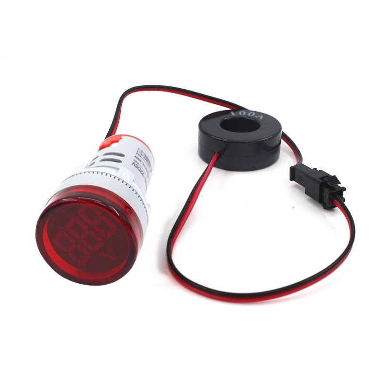 22 мм AC цифровой светодиодный Вольтметр Амперметр Вольт Напряжение Ампер ток частотомер Предупреждение ющий индикатор сигнальные огни тестер - Цвет: Red A