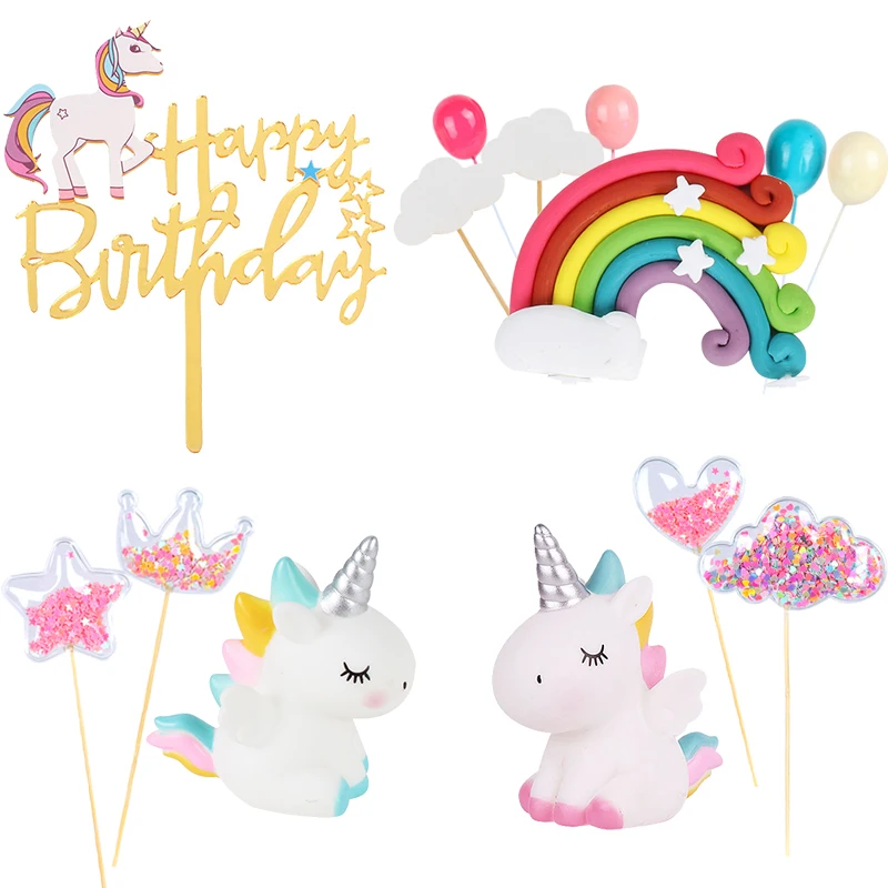 Cake topper rainbow unicorn eyelashes horn birthday party decor unicorn baby shower