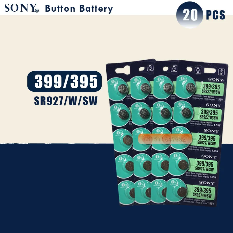 20 шт. sony 395 SR927SW 399 SR927W LR927 AG7 1,55 V часы батарея SR927SW 395 Кнопка монета ячейка Сделано в Японии