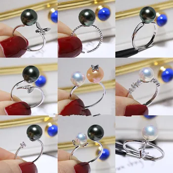 

Genuine Real 925 Sterling Silver Ring Set Women Accessories Findings Jewelry Parts Fittings Mountings for Pearls Beads Stones
