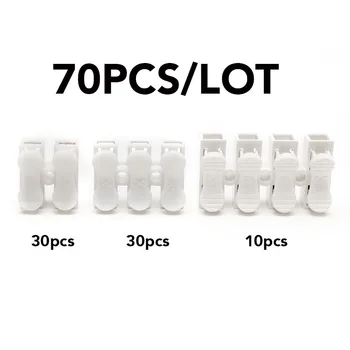 

70PCS/SET Spring Wire Quick Connector SELF Cable Clamp Easy Fit LED Strip 2P 3P 4P Electrical Crimp Terminals Block Splice White