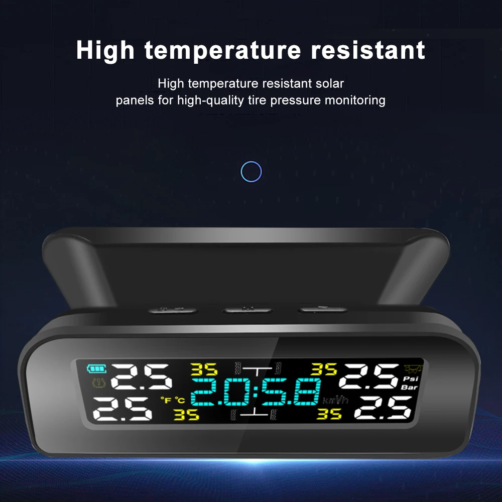 New TPMS Solar Power TPMS Car Tire Pressure Alarm 360 Adjustable Monitor Auto Security System Tyre Pressure Temperature Warning