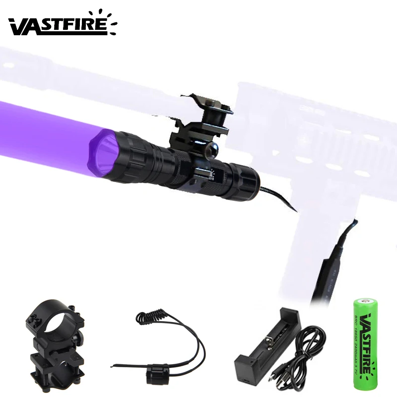 Purple (Mount 1) 501B светодиодный тактический охотничий фонарик для оружия, красный, зеленый, белый, винтовочный пистолет, светильник+ переключатель давления+ 20 мм рельсовое крепление+ 18650+ зарядное устройство - Цвет: Purple (Mount 1)
