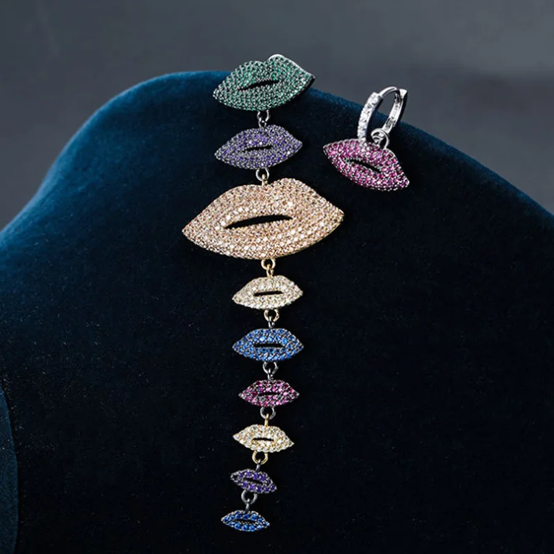 

Женские серьги-гвоздики с цирконом, разноцветные, медные, свадебные, эффектные, ювелирные изделия Zlxgirl