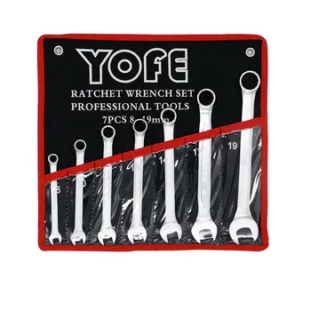 

7pcs Stainless Steel Metric Spanner Wrench Ratchet 8-19mm Open End Professional Ratcheting Wrench Auto Car Repair Tool Set