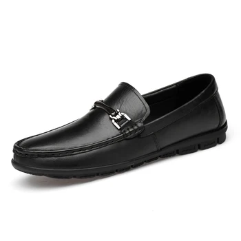 

Luxury Men Shoes Handmade Casual Flat Men Loafers Soft Genuine Leather Black Dress Shoes Slip on Formal Party Shoes Wedding Shoe