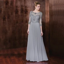 

Elegant Weeding Party Gown Mother Of The Bride Dresses For Woman Zipper Back 3/4 Sleeves Mariage A Line Chiffon Floor Length