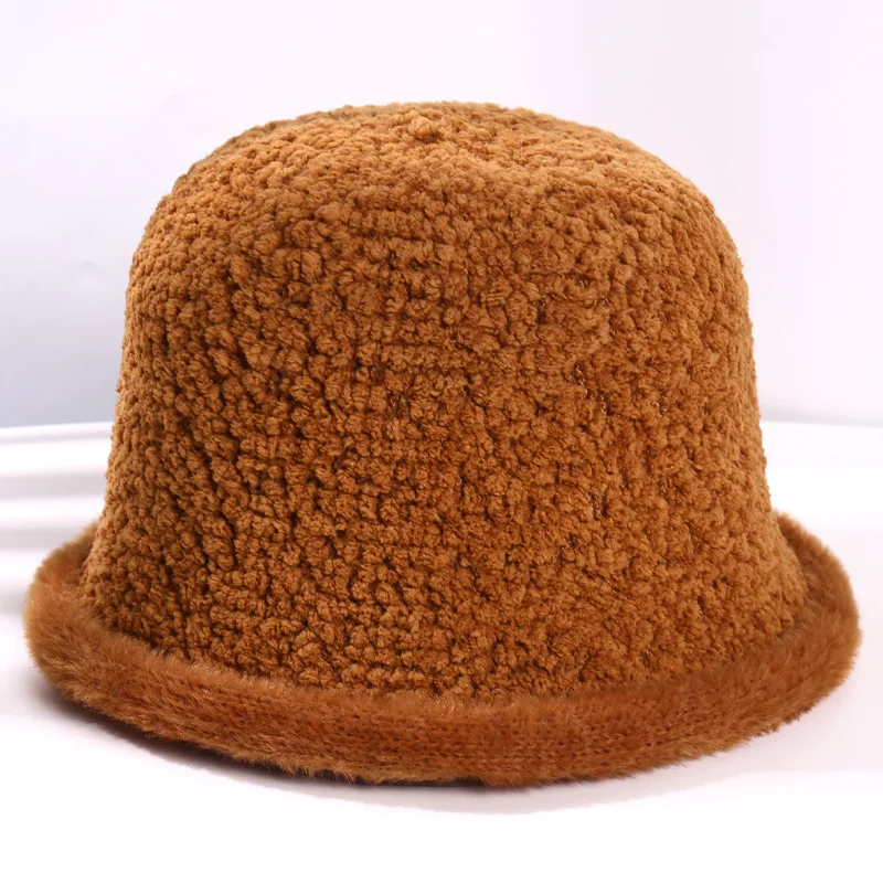 Faux Fur Fisherman Hat Solid Color 2021 Winter Unisex Fur Fisherman Hat Ladies Men's Bucket Hat Wool Outdoor Panama Hat best bucket hats Bucket Hats