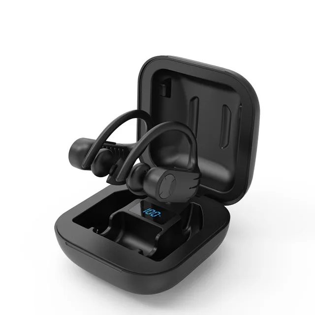 Bluetooth V5.0 наушники B1 TWS Беспроводные спортивные наушники 8D стерео гарнитура ушные крючки наушники с зарядным устройством Светодиодный дисплей питания - Цвет: LED display