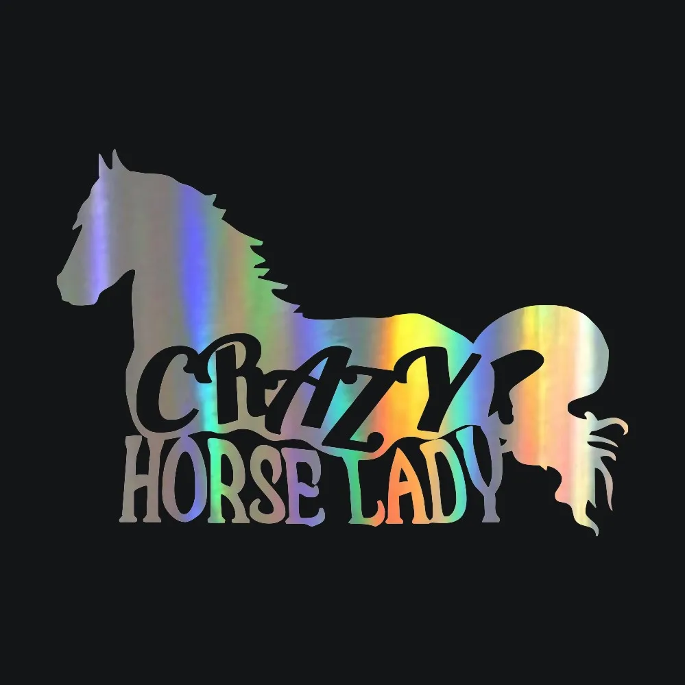 

Car Stickers Funny Crazy Horse Lady for Car Bumper Sticker Motor Laser Car Stickers Car Styling Decoration KK 13.6cm*9.2CM