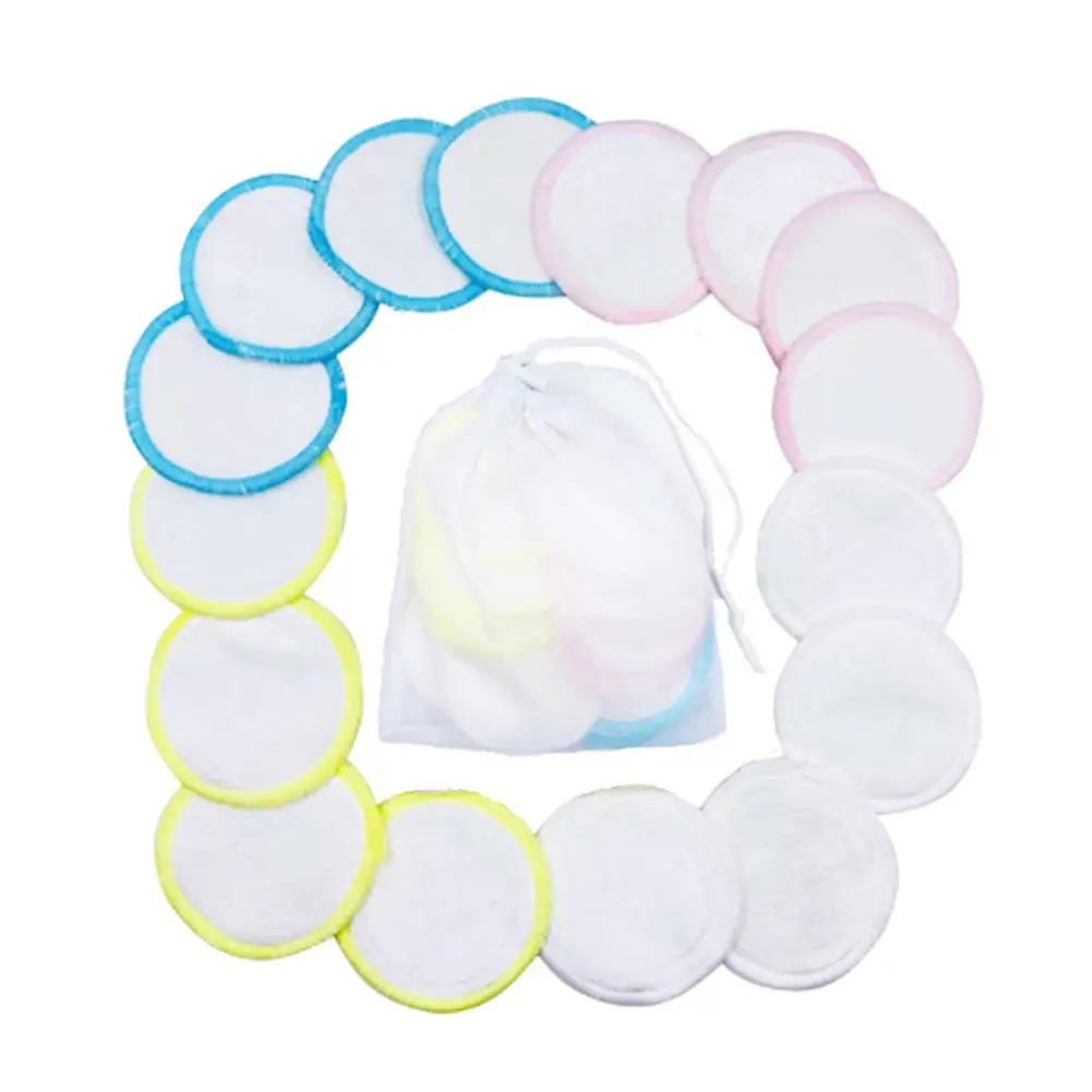 12/16 шт.(8 см), с круглым бамбуковое волокно Многоразовые моющиеся лица подушечки для снятия макияжа