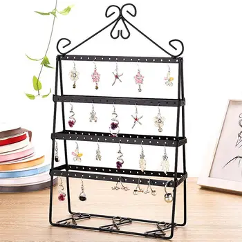 

4 Layer Holes Double-side Durable Iron Rotating Round Earring Jewelry Display Rack Stand Display Holder Exquisite Makeup Storage