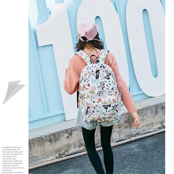 

Waterproof polyester Backpacks Sen small fresh bag Girls School Bags casual Floral printing travel backpack Laptop Backpack