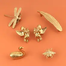 

Creative Handle Brass Light Luxury Drawer Swan Bee Nordic Wardrobe Personality Golden Feather Angel