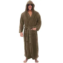 Мужские зимние размера плюс, Длинные коралловые флисовые халаты, кимоно, теплые фланелевые банные мужские халаты, уютные халаты, ночные пижамы, халаты# g2