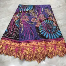 Лучшая хлопок ткань женское платье кружево высокое качество вышитая ткань Африканская Анкара кружевная вощеная ткань с Guipu