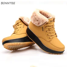 Ботинки Женская Повседневная бархатная хлопковая обувь на шнуровке женские зимние теплые ботильоны из искусственной кожи на толстой нескользящей подошве для студентов