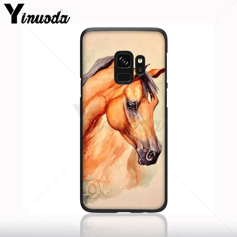 Coque untuk Galaxy S9plus Kuda Hewan Hitam Lembut Ponsel Case untuk Samsung Galaxy S10plus S9 S8plus S10e A50 A70 A10 ponsel