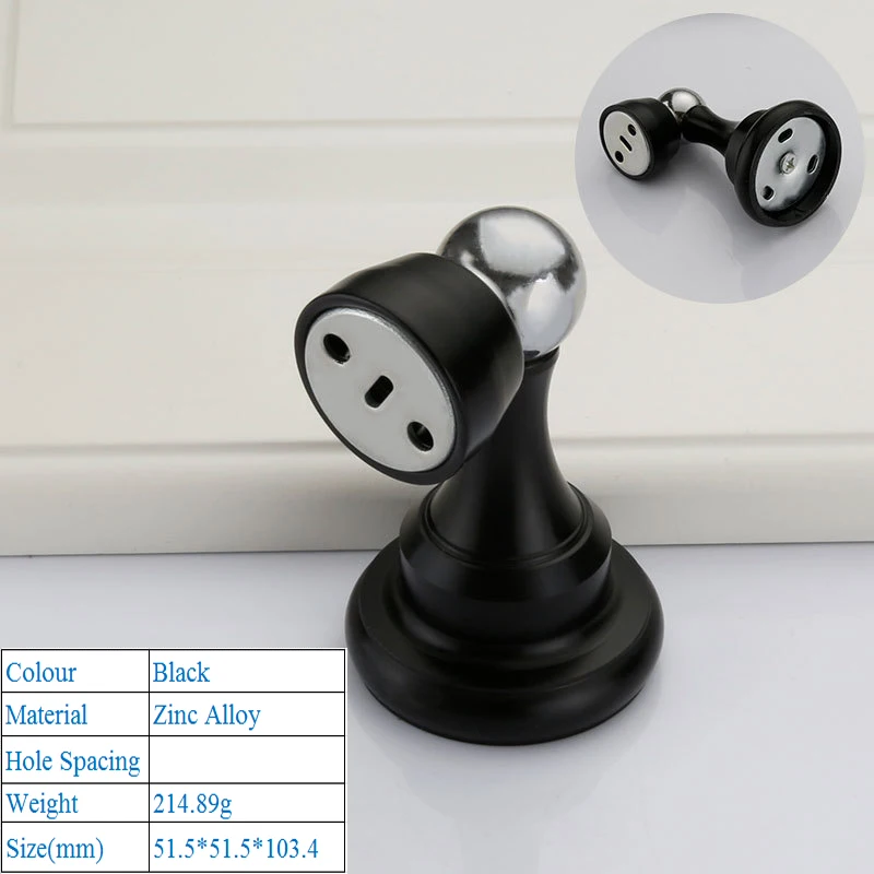 Black 7803 Zinc Alloy Strong Magnetic Door Sucker Bathroom Bedroom Collision Avoidance Ground Suction Silent Wall Suction Door Touch - Цвет: Black 7803