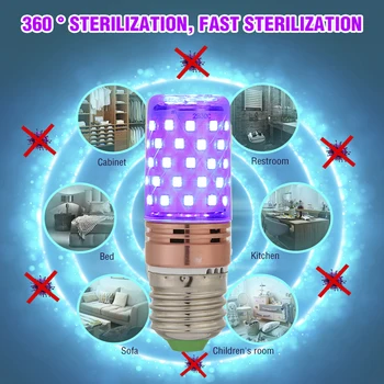 

E27 UVC Sterilization Lamp 60 LED Germicidal Disinfection Light Bulb For Household Sterilizer Disinfection Deodor Kill Bacteria