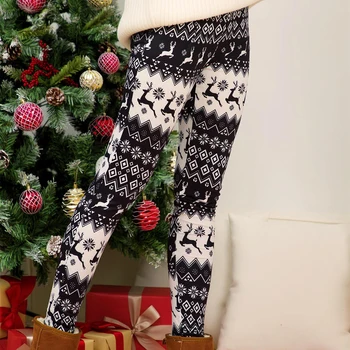 

2020 Christmas Leggings For Women Lady Casual Elasticity Skinny Printed Stretchy Pants Leggings Trouser leggins mujer
