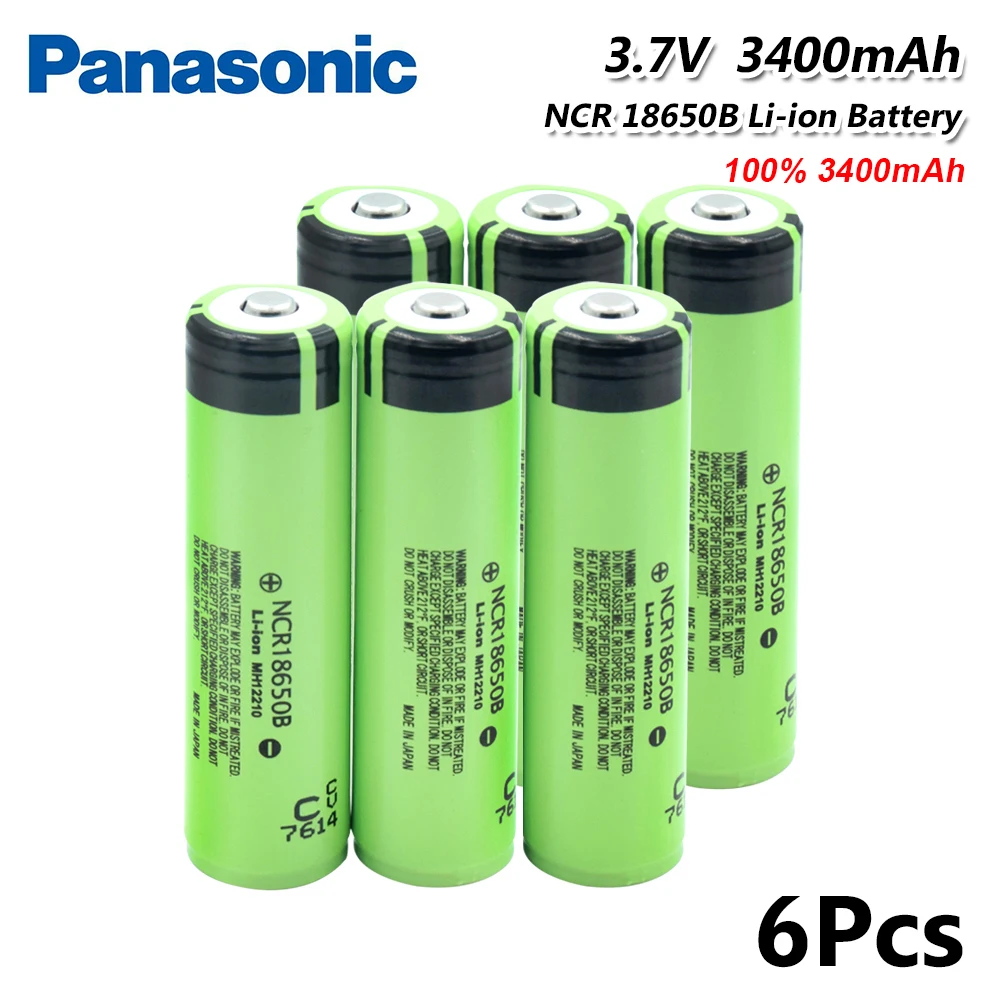 6 Pcs Panasonic 18650 3400mAh аккумулятор 3,7 V Li-Ion Rechargebale аккумулятор с PCB Защищенный NCR 18650B для фонарика игрушки - Цвет: 6 Pcs