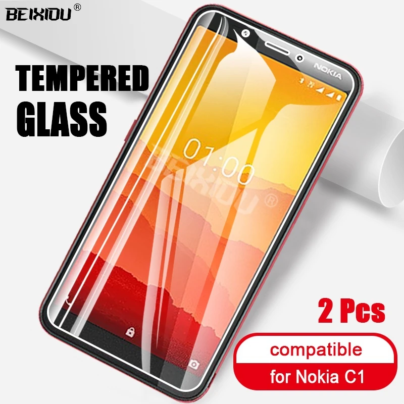 2 PCS Full Tempered Glass For Nokia C1 Screen Protector 2.5D 9h tempered glass Protective Film | Мобильные телефоны и