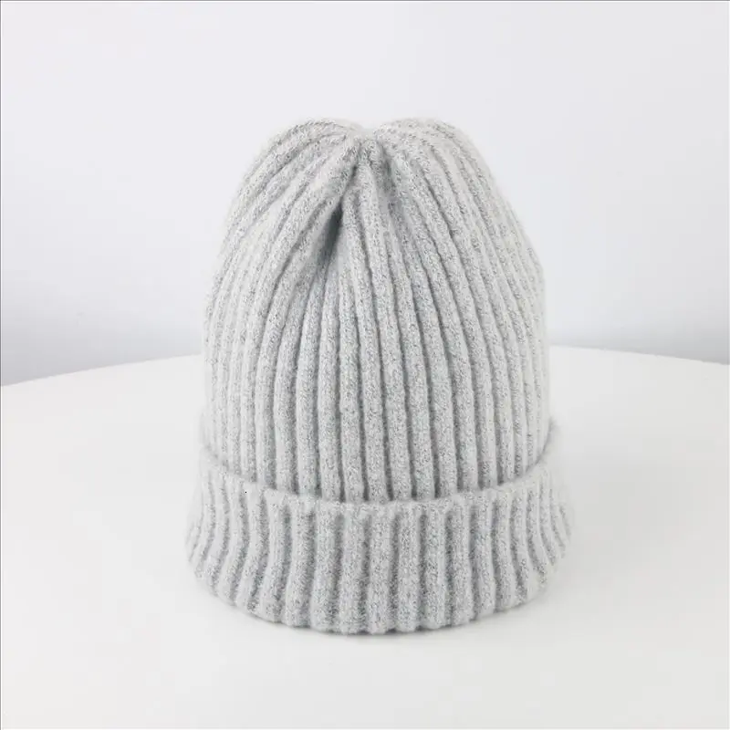Light gray Детская зимняя шапка, вязаная теплая шапка для маленьких детей, милая однотонная шапочка для мальчиков и девочек, модная уличная шапка, детская шапочка - Цвет: Light gray