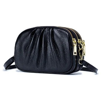 

Brand design Casual Pleated bag genuine leather bags for women Fashion Multilayer hobo bag High capacity crossbody bag Z10