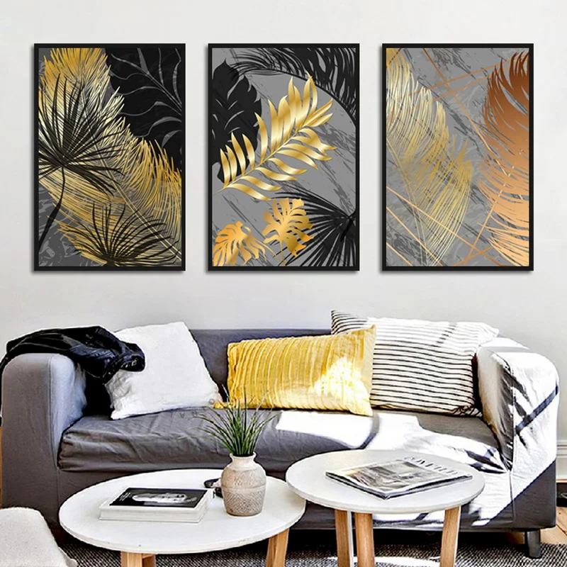Modern Minimalist Canvas Painting Abstract Geometric Gold Leaf Posters and Prints Nordic Style Kids Room Decor Wall Art Picture | Дом и сад