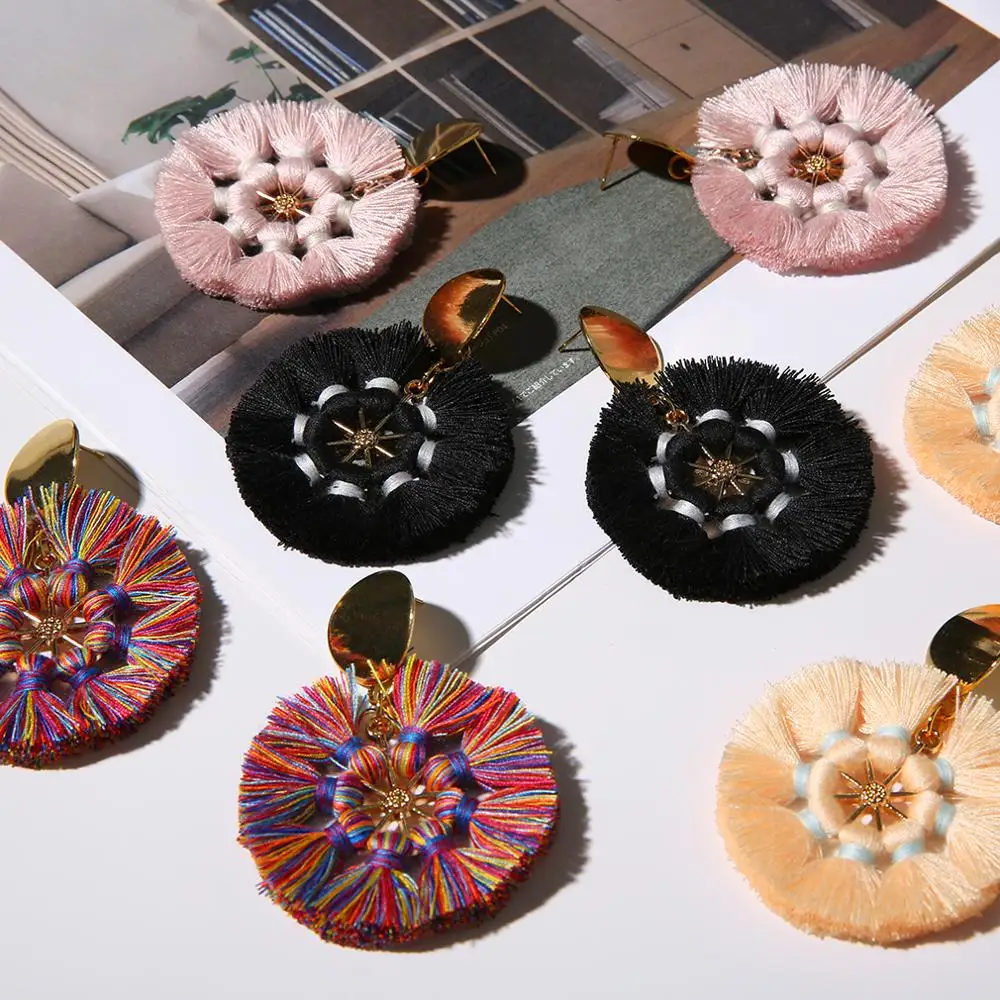 

Fringe Rope Dangle Earrings for Women Handmade Bohemian Fringe Tassel Vintage Statement Drop Earrings Boho Girls Accessory