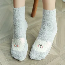 Забавные Женские носочки, хлопковые зимние теплые носки, женские модные утепленные домашние хлопковые носки средней длины с рисунком,# y4
