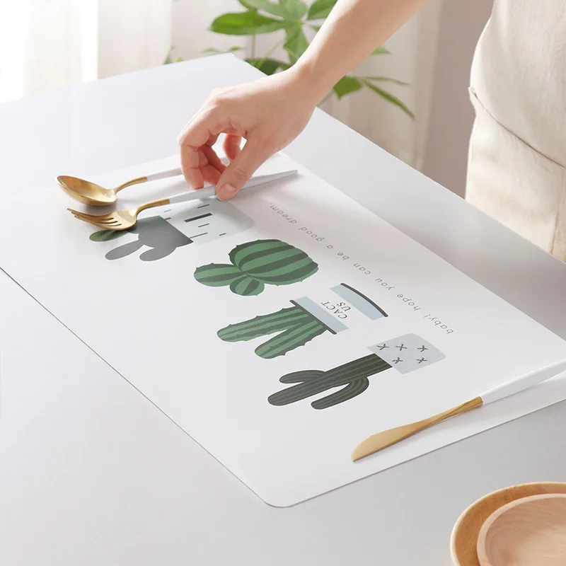 

Tablecloth Waterproof Oil-Proof Dining Table Heat Proof Mat Household Rectangular Table Mat Placemat for Western Food Placemat