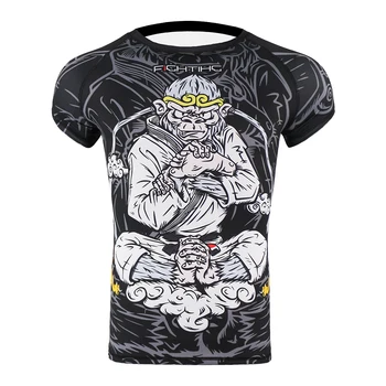 

MMA Monkey Breathable Fitness Tiger Muay Thai Jersey Kick Boxing Sweatshirt Jiu Jitsu Rashguard for Men Compression Shirt men