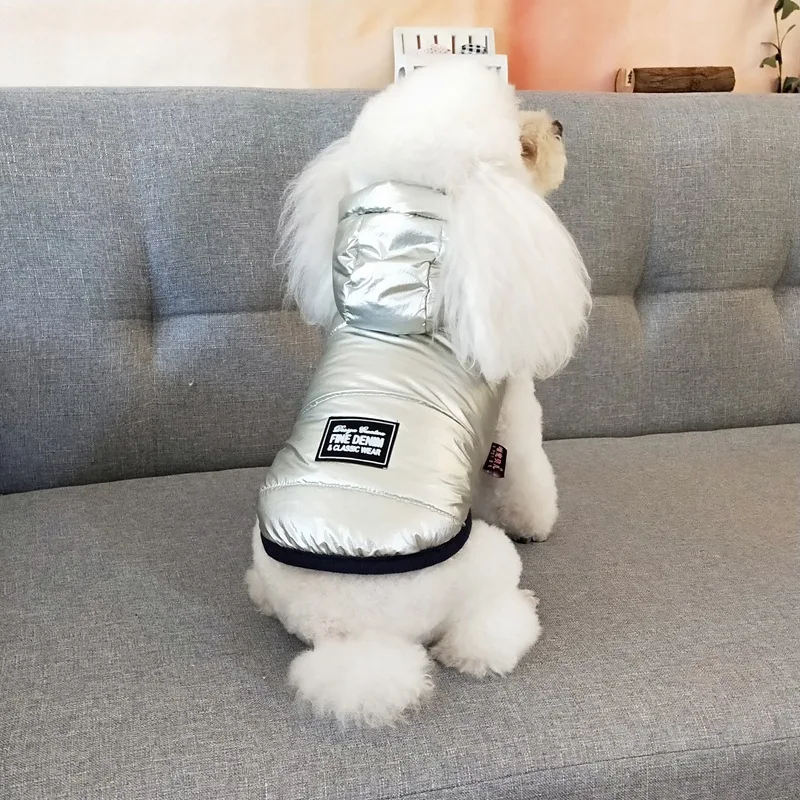 

Pet Clothing Cotton Coat Dog Vest Solid Color Silver Color Two Feet Dog Jacket French Bulldog Dog Costumes for Small Dogs