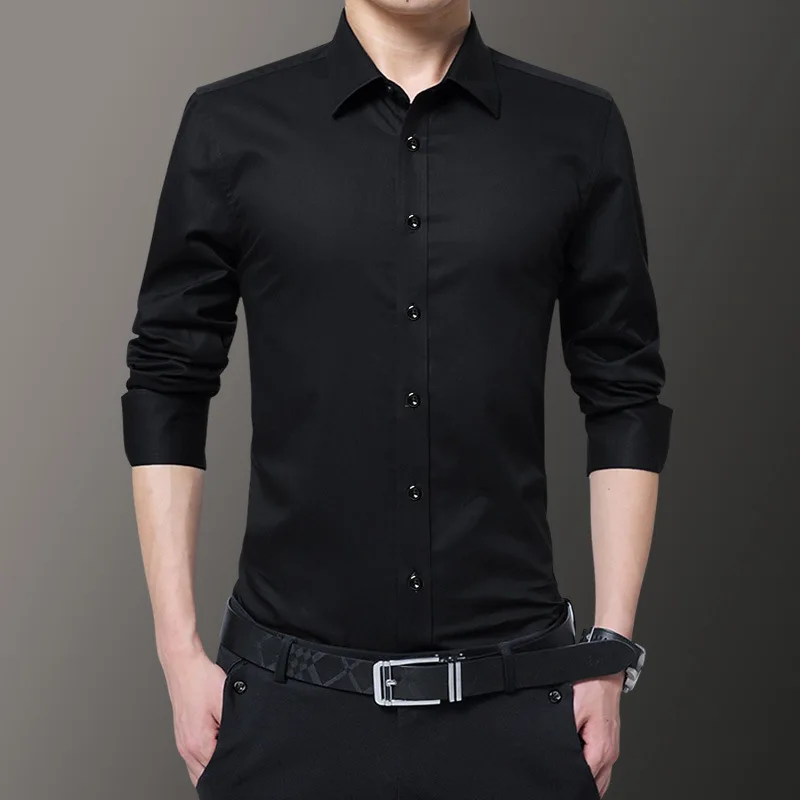 Мужские деловые рубашки с длинным рукавом и отложным воротником, мужские рубашки, приталенные рубашки, Азиатские размеры 6XL 7XL 8XL, Прямая поставка