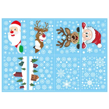 

8pcs New Year PVC Party Supplies Christmas Decor Home Santa Claus Fashion Window Sticker Display Festival Wall Decals Kids Room