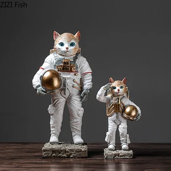 

Aviation Cat Ornaments Animal Astronaut Statue Desk Decor Statuette American Rustic Home Decoration Accessories Resin Figurines