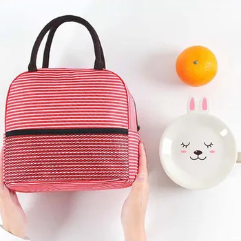 

Leisure Kids Lunch Box Bag Tote Women Portable Lunch Bag Oxford Stripe Insulated Cooler Bags Thermal Food Picnic Lunch Bags